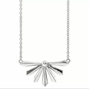 Silver Starburst Necklace Art Deco Style